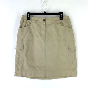 Chicos Cotton Summer Cargo Khaki Tan Skirt Size 1